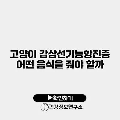 고양이 갑상선기능항진증 어떤 음식을 줘야 할까?