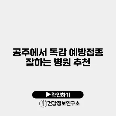 공주에서 독감 예방접종 잘하는 병원 추천