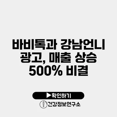 바비톡과 강남언니 광고, 매출 상승 500% 비결