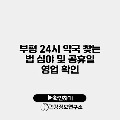 부평 24시 약국 찾는 법 심야 및 공휴일 영업 확인