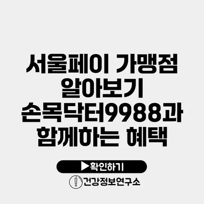 서울페이 가맹점 알아보기 손목닥터9988과 함께하는 혜택