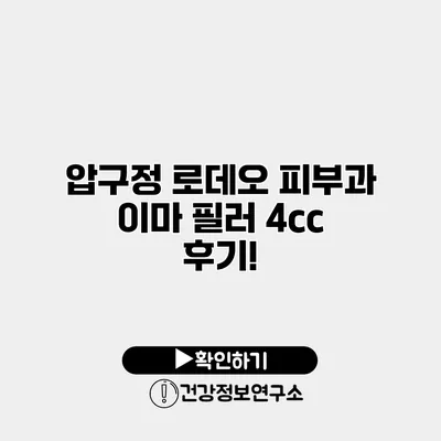 압구정 로데오 피부과 이마 필러 4cc 후기!