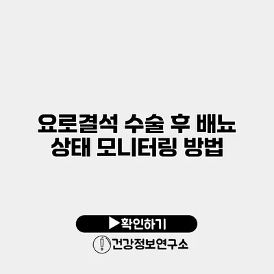 요로결석 수술 후 배뇨 상태 모니터링 방법