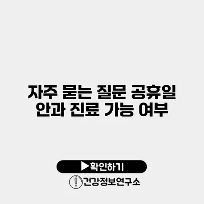 자주 묻는 질문 공휴일 안과 진료 가능 여부