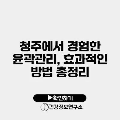 청주에서 경험한 윤곽관리, 효과적인 방법 총정리