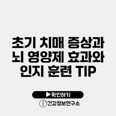 초기 치매 증상과 뇌 영양제 효과와 인지 훈련 TIP