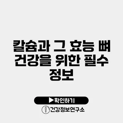 칼슘과 그 효능 뼈 건강을 위한 필수 정보