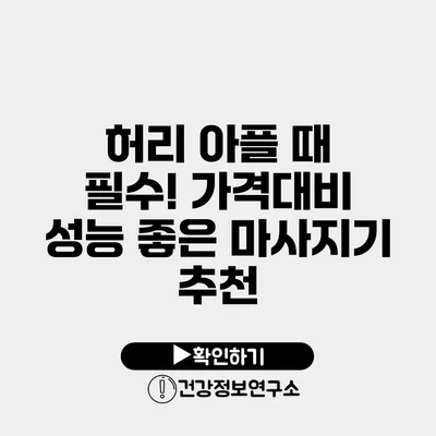 허리 아플 때 필수! 가격대비 성능 좋은 마사지기 추천