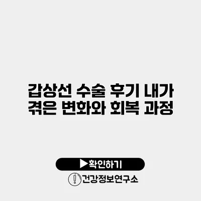 갑상선 수술 후기 내가 겪은 변화와 회복 과정