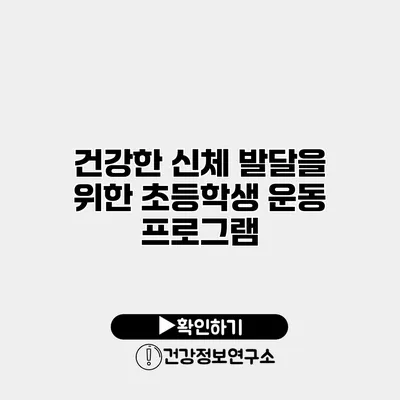 건강한 신체 발달을 위한 초등학생 운동 프로그램