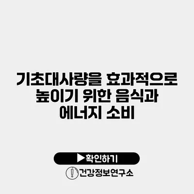 기초대사량을 효과적으로 높이기 위한 음식과 에너지 소비