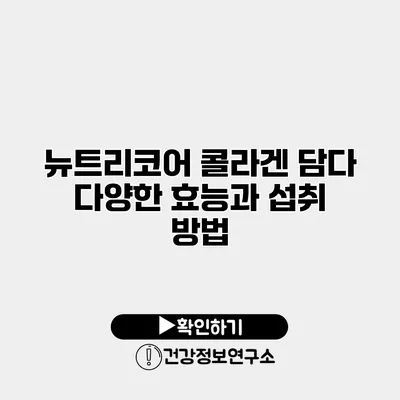 뉴트리코어 콜라겐 담다 다양한 효능과 섭취 방법