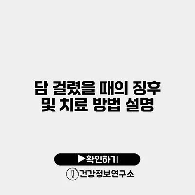 담 걸렸을 때의 징후 및 치료 방법 설명