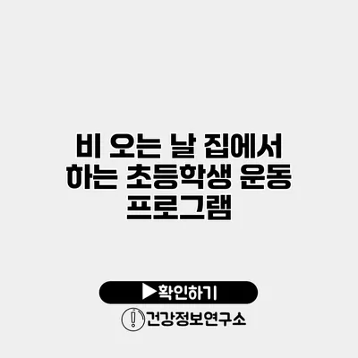 비 오는 날 집에서 하는 초등학생 운동 프로그램