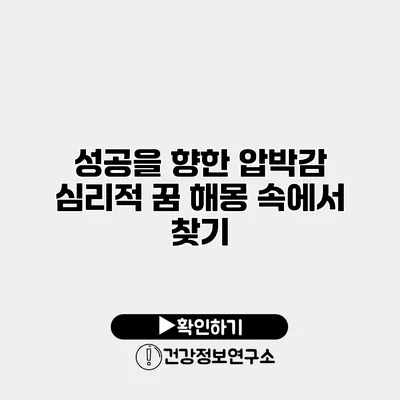 성공을 향한 압박감 심리적 꿈 해몽 속에서 찾기