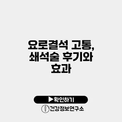 요로결석 고통, 쇄석술 후기와 효과