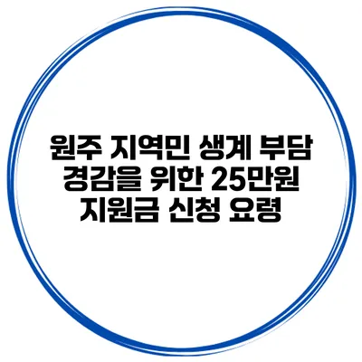 원주 지역민 생계 부담 경감을 위한 25만원 지원금 신청 요령