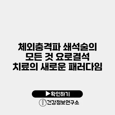 체외충격파 쇄석술의 모든 것 요로결석 치료의 새로운 패러다임