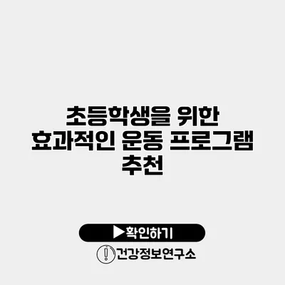 초등학생을 위한 효과적인 운동 프로그램 추천