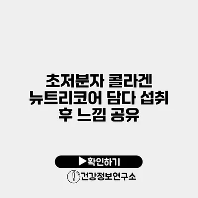 초저분자 콜라겐 뉴트리코어 담다 섭취 후 느낌 공유