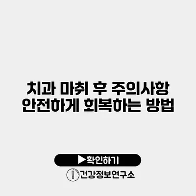 치과 마취 후 주의사항 안전하게 회복하는 방법