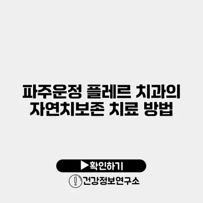 파주운정 플레르 치과의 자연치보존 치료 방법
