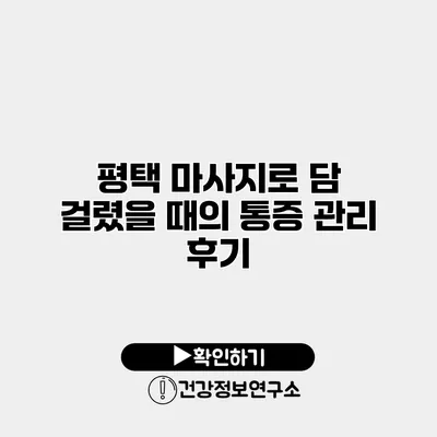 평택 마사지로 담 걸렸을 때의 통증 관리 후기