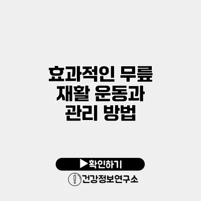 효과적인 무릎 재활 운동과 관리 방법