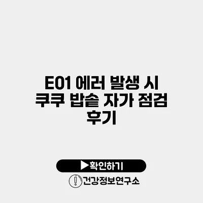 E01 에러 발생 시 쿠쿠 밥솥 자가 점검 후기