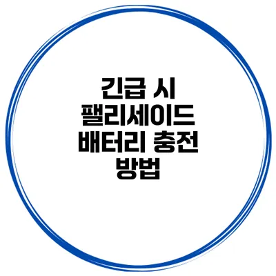 긴급 시 팰리세이드 배터리 충전 방법