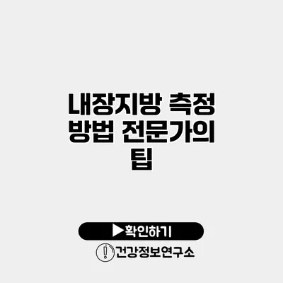 내장지방 측정 방법 전문가의 팁