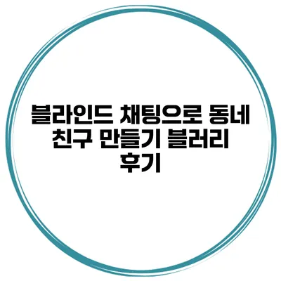 블라인드 채팅으로 동네 친구 만들기 블러리 후기