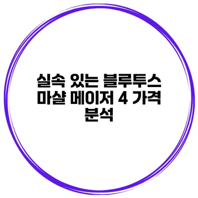 실속 있는 블루투스 마샬 메이저 4 가격 분석