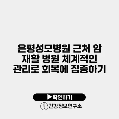 은평성모병원 근처 암 재활 병원 체계적인 관리로 회복에 집중하기