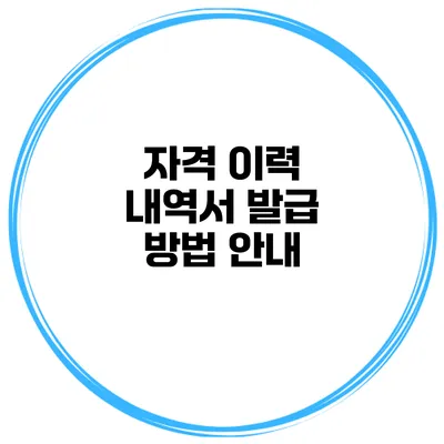 자격 이력 내역서 발급 방법 안내
