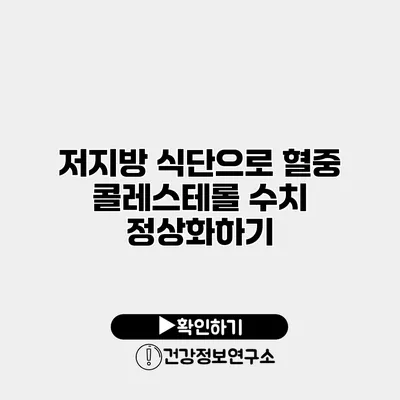 저지방 식단으로 혈중 콜레스테롤 수치 정상화하기