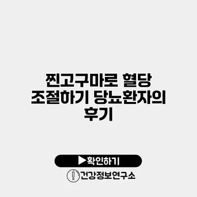 찐고구마로 혈당 조절하기 당뇨환자의 후기