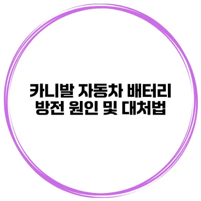 카니발 자동차 배터리 방전 원인 및 대처법