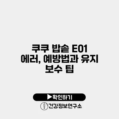쿠쿠 밥솥 E01 에러, 예방법과 유지 보수 팁