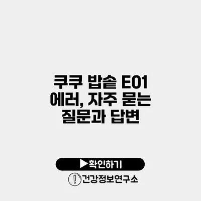 쿠쿠 밥솥 E01 에러, 자주 묻는 질문과 답변