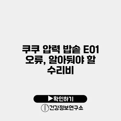 쿠쿠 압력 밥솥 E01 오류, 알아둬야 할 수리비