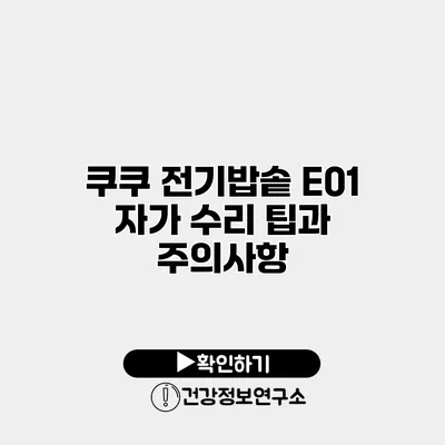 쿠쿠 전기밥솥 E01 자가 수리 팁과 주의사항