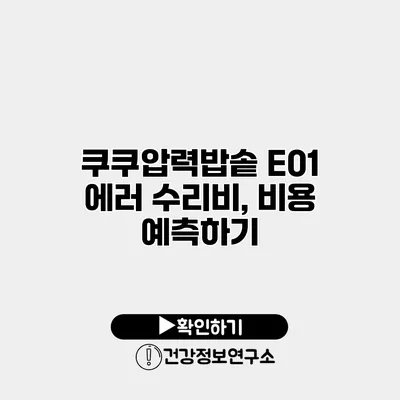 쿠쿠압력밥솥 E01 에러 수리비, 비용 예측하기